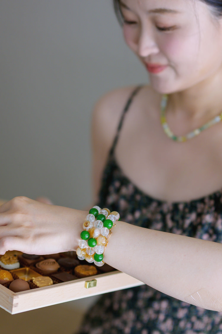 Eternal Shine Bracelet with Canada B.C. Jade, Golden Citrine, Rock Crystal Quartz