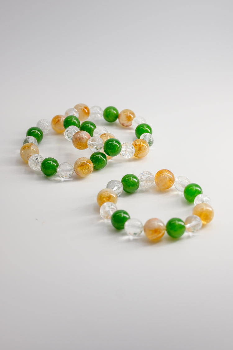 Eternal Shine Bracelet with Canada B.C. Jade, Golden Citrine, Rock Crystal Quartz