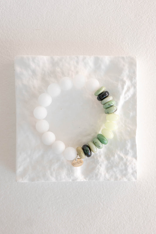 Eternal Youth Bracelet | African Hydrogrossular Garnet Glow-in-Dark Mexican Green Aragonite White Jade