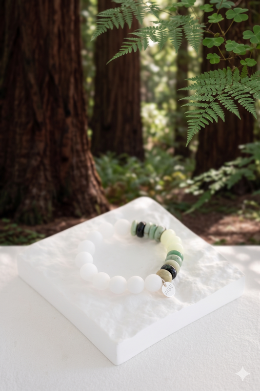 Eternal Youth Bracelet | African Hydrogrossular Garnet Glow-in-Dark Mexican Green Aragonite White Jade