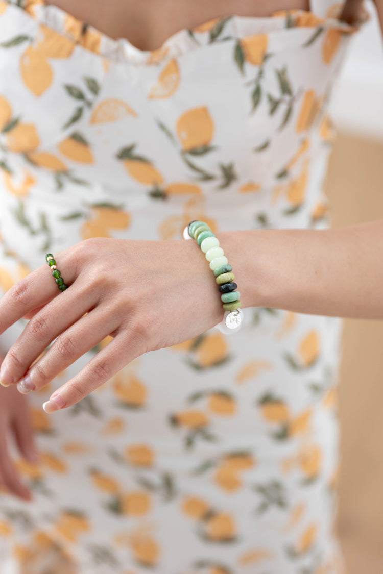 Eternal Youth Bracelet | African Hydrogrossular Garnet Glow-in-Dark Mexican Green Aragonite White Jade