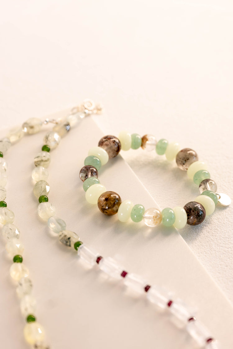 Eternal Youth Bracelet | Green Ghost Glow-in-Dark Mexican Green Aragonite Green Aventurine