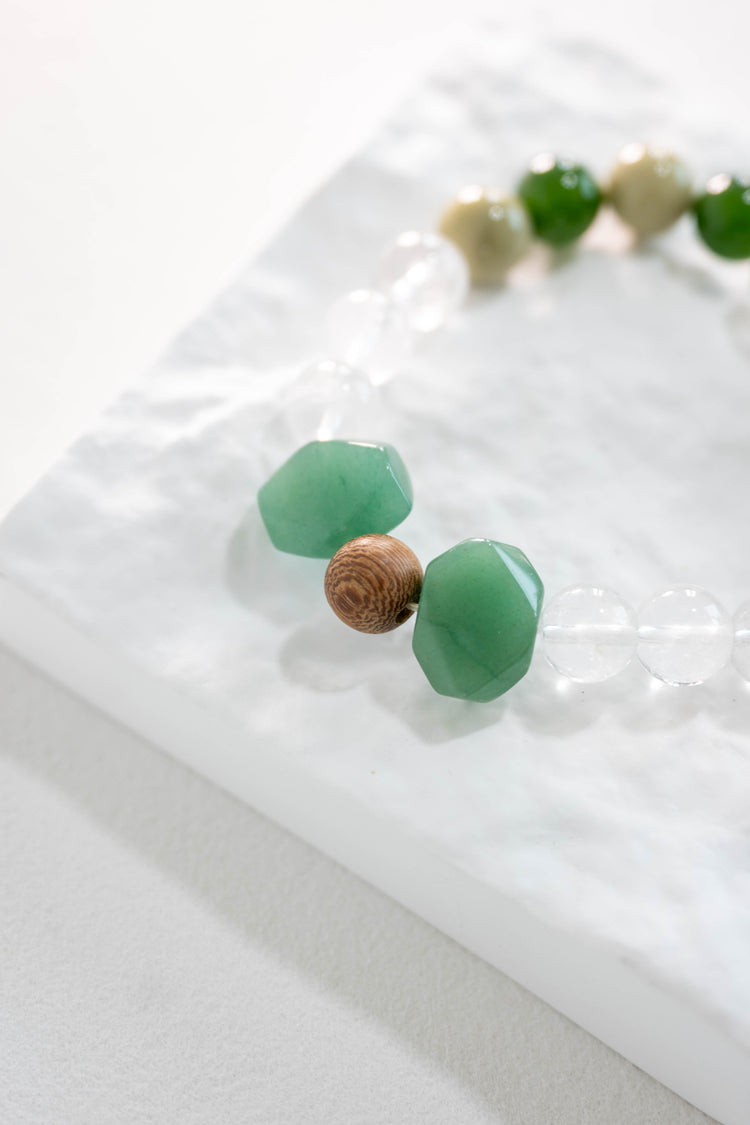 Eternal Youth Bracelet | Green Aventurine Canada B.C. Jade(AA) Green Imperial Jasper (Essential-oil-diffuser) Coconut Palmwood Wood