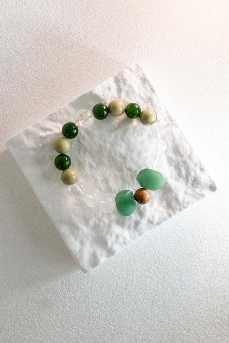 Eternal Youth Bracelet | Green Aventurine Canada B.C. Jade(AA) Green Imperial Jasper (Essential-oil-diffuser) Coconut Palmwood Wood