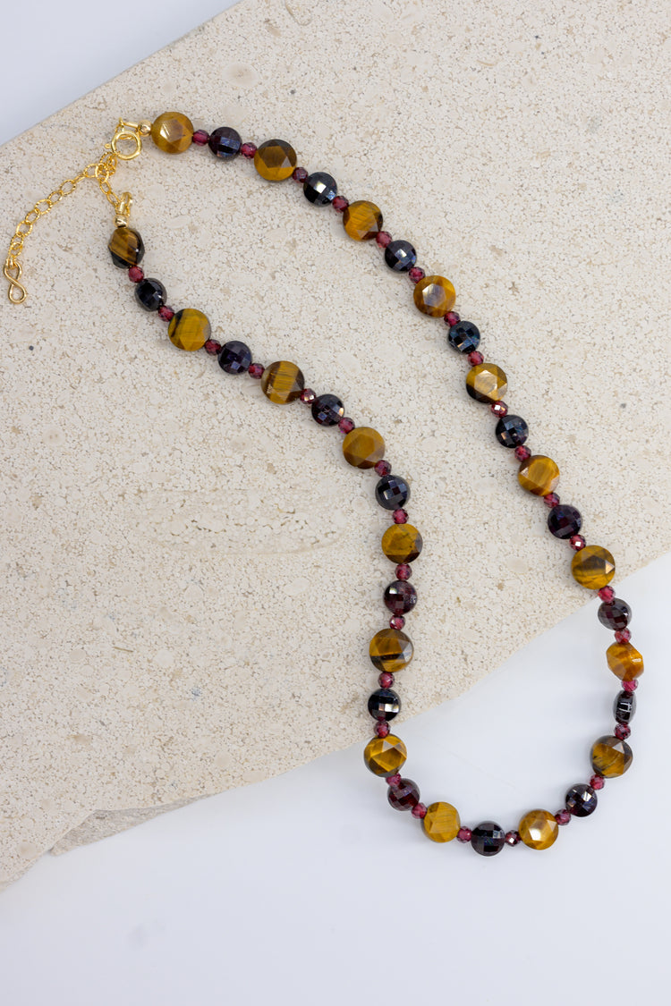 Fiery Ground Necklace | Garnet Tiger Eye