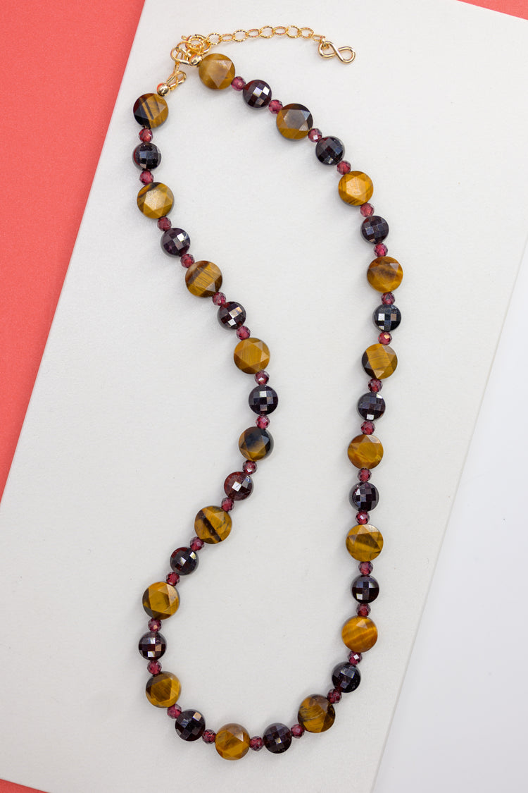 Fiery Ground Necklace | Garnet Tiger Eye