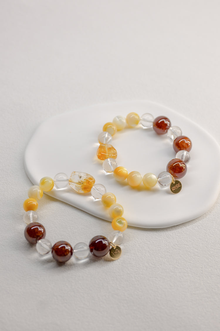 Golden Ambition Bracelet | Orange Garnet(AA) Gold Lip Shell Citrine(AA) Clear Quartz(A)