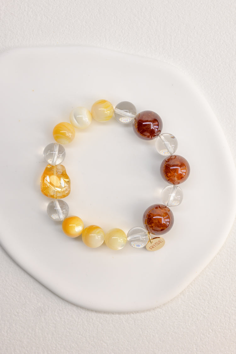 Golden Ambition Bracelet | Orange Garnet(AA) Gold Lip Shell Citrine(AA) Clear Quartz(A)