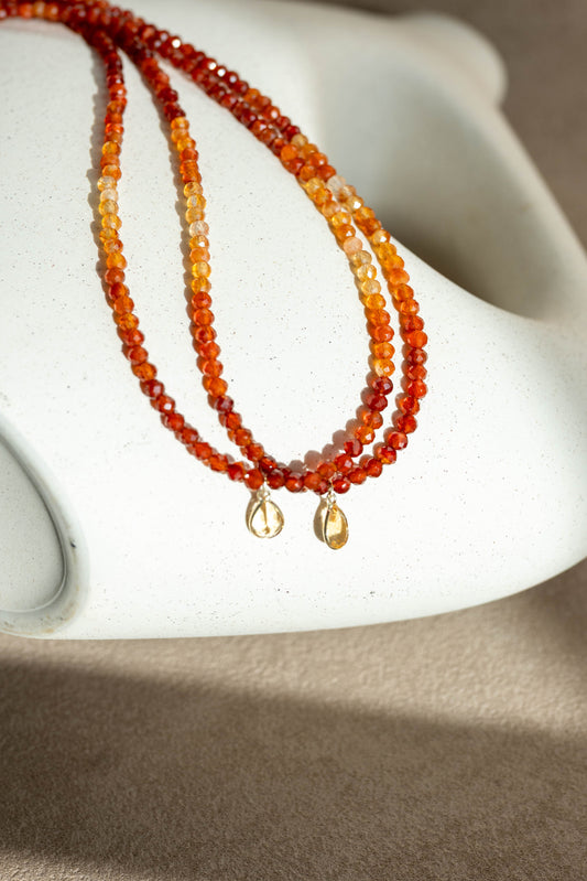 Golden Hour Gradient Necklace | Carnelian Citrine