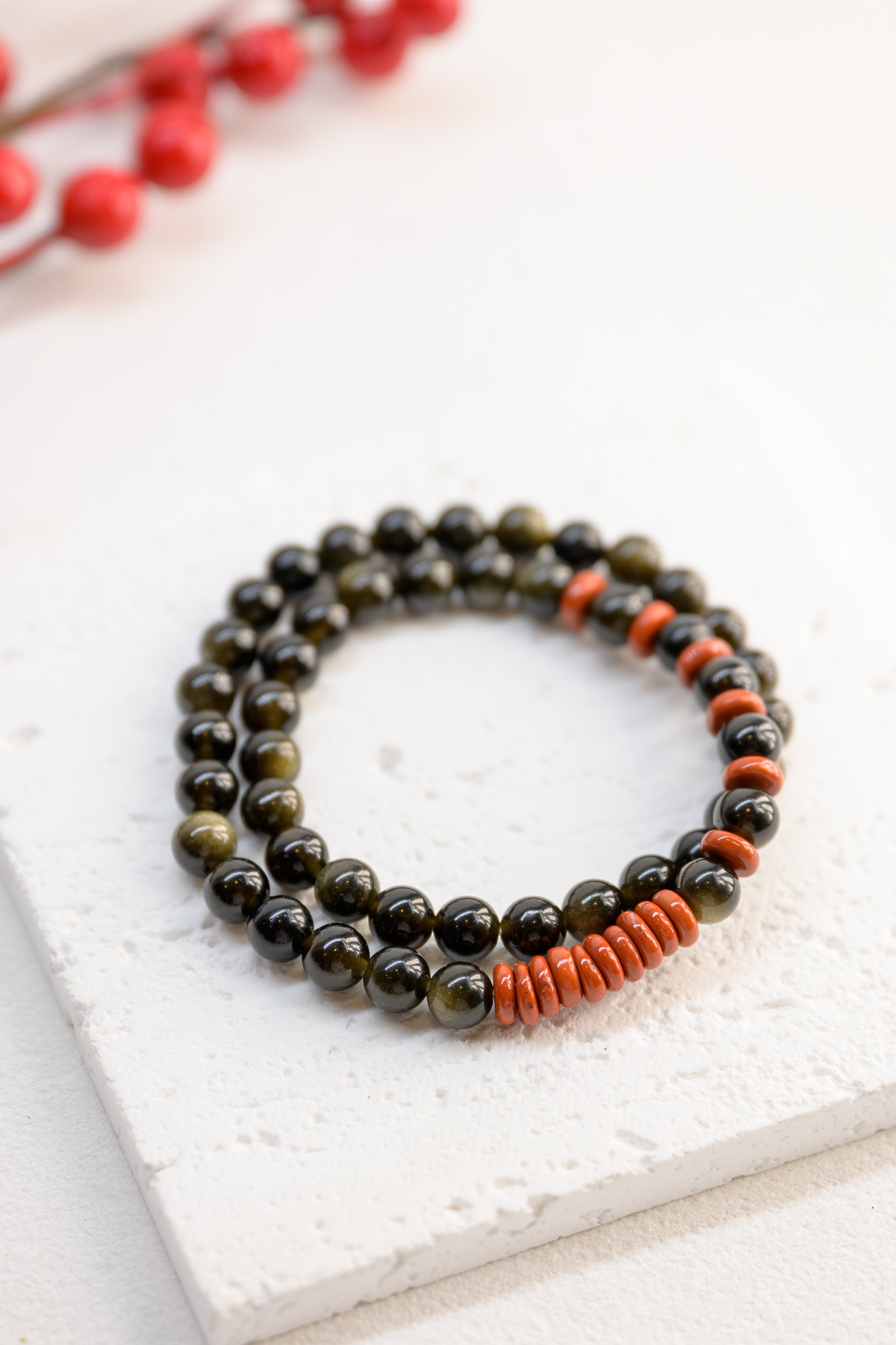 Blessed Moment Bracelet | Golden Obsidian Red Jasper