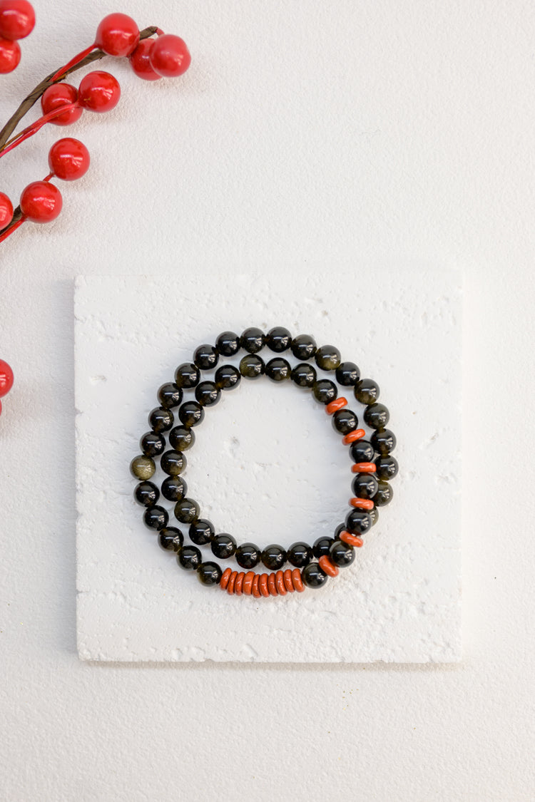 Blessed Moment Bracelet | Golden Obsidian Red Jasper