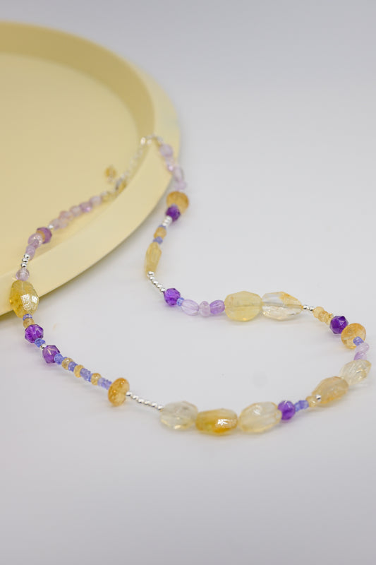 Happiness Necklace with Citrine, Amethyst, and Tanzanite