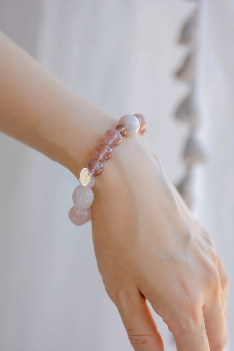 Taking It Slow Is The Best Settling Bracelet | Madagascar Rose Quartz Strawberry Quartz