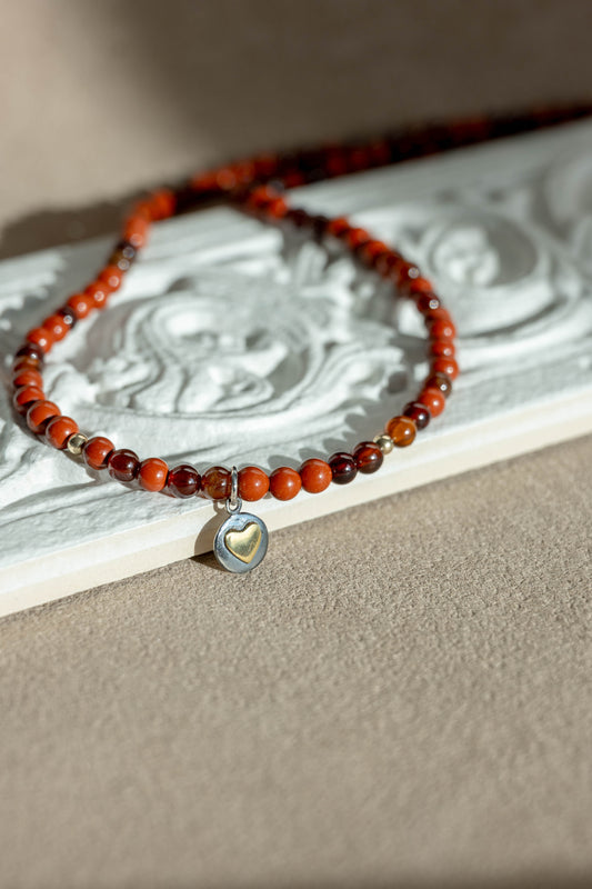 The Hearthfire Heart Necklace | Hessonite Red Jasper