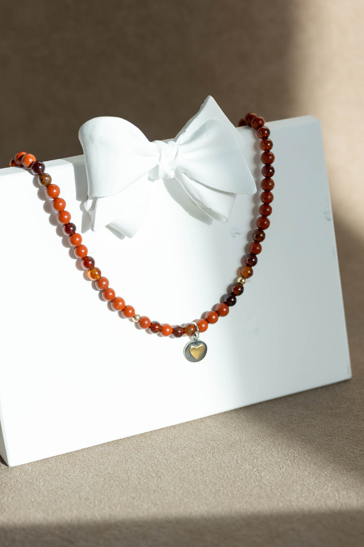 The Hearthfire Heart Necklace | Hessonite Red Jasper