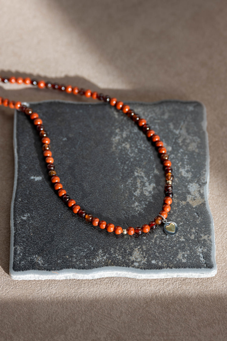 The Hearthfire Heart Necklace | Hessonite Red Jasper