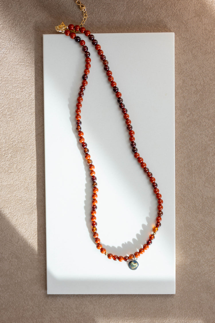 The Hearthfire Heart Necklace | Hessonite Red Jasper