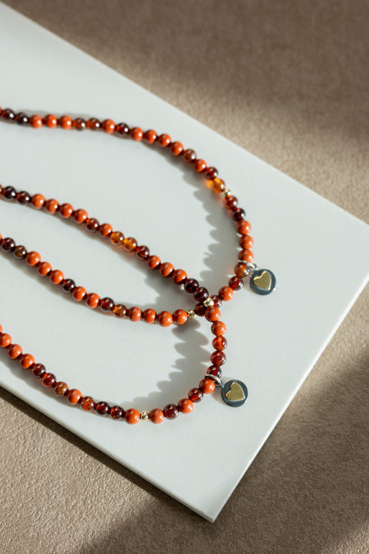 The Hearthfire Heart Necklace | Hessonite Red Jasper