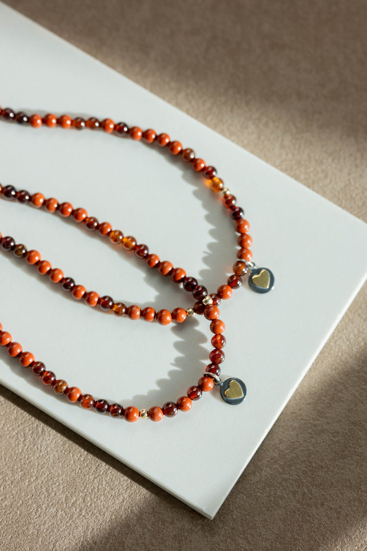 The Hearthfire Heart Necklace | Hessonite Red Jasper