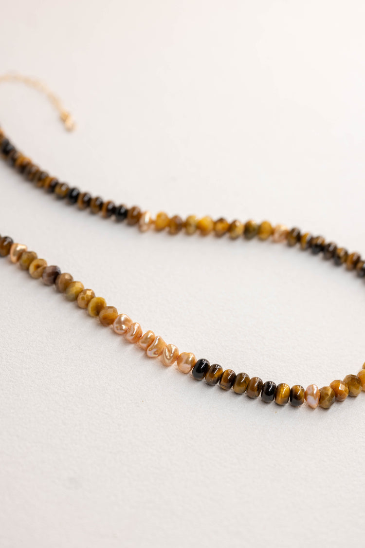 Honeyed Power Necklace | Blonde Tiger Eyes Butterscotch Pearl