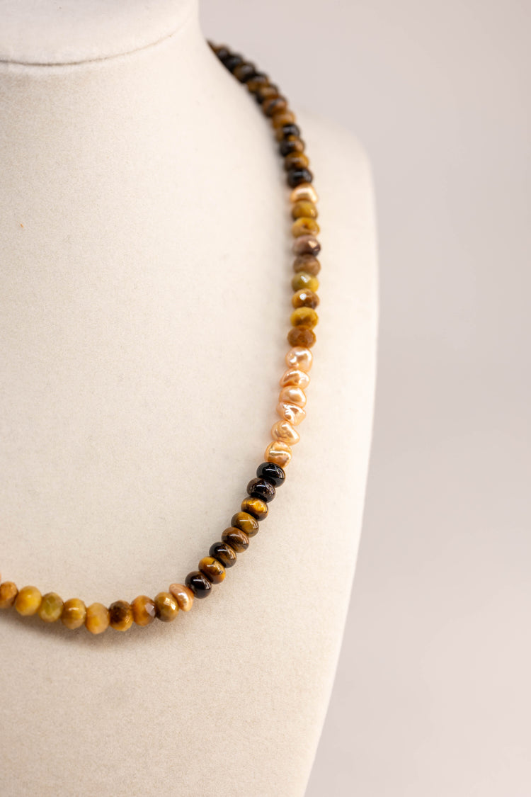 Honeyed Power Necklace | Blonde Tiger Eyes Butterscotch Pearl