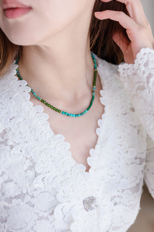 Green Horizon Necklace | Hubei Turquoise (A) Malachite Canada B.C. Jade(AA)