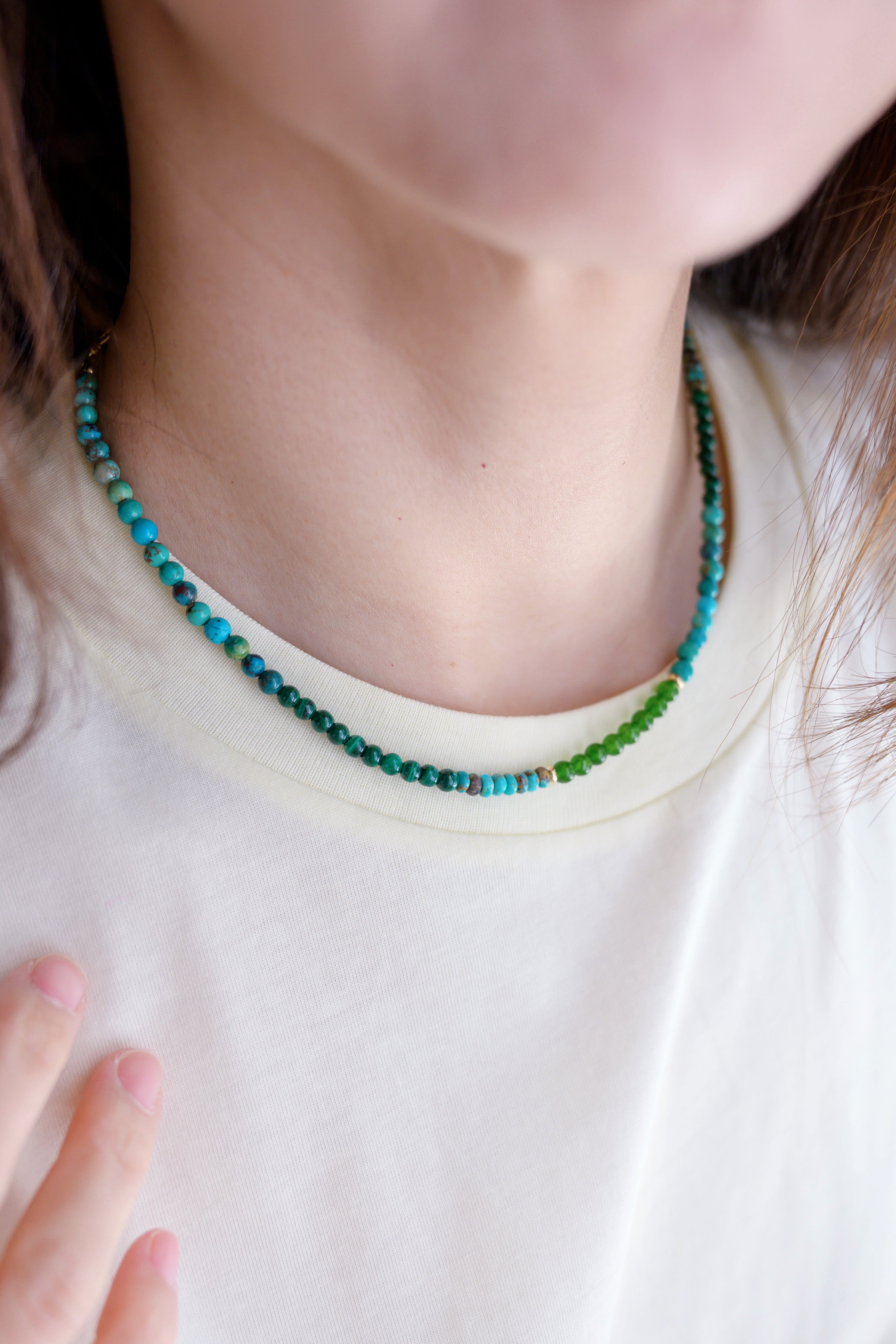 ♦︎①Qbeneee Silicon Carbide Necklace Green Horizon Necklace | Hubei Turquoise (A) Malachite Canada B.C. Jad