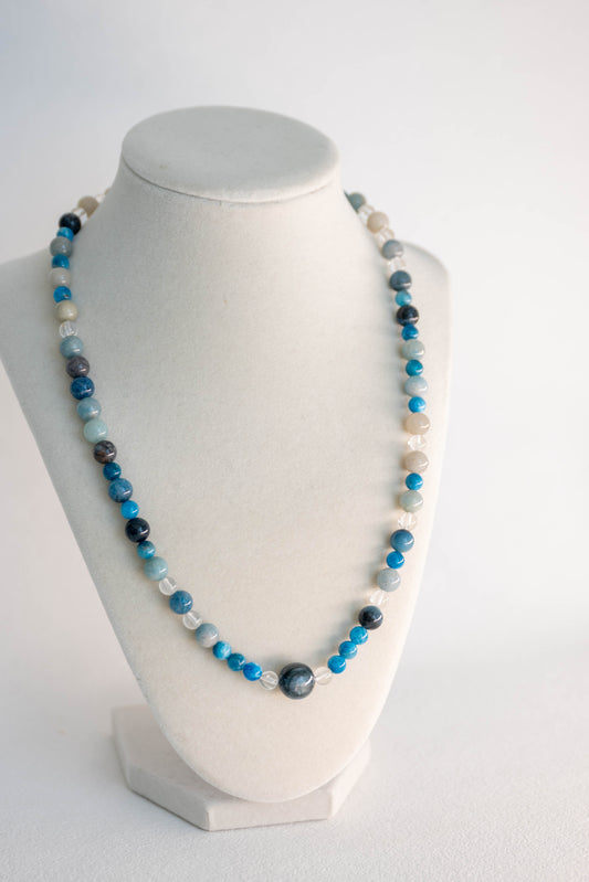 Intuitive Indigo Three-line Bracelet or Necklace | Trolleite Pacific Blue Apatite Kyanite