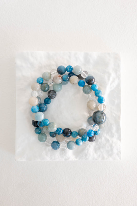 Intuitive Indigo Three-line Bracelet or Necklace | Trolleite Pacific Blue Apatite Kyanite
