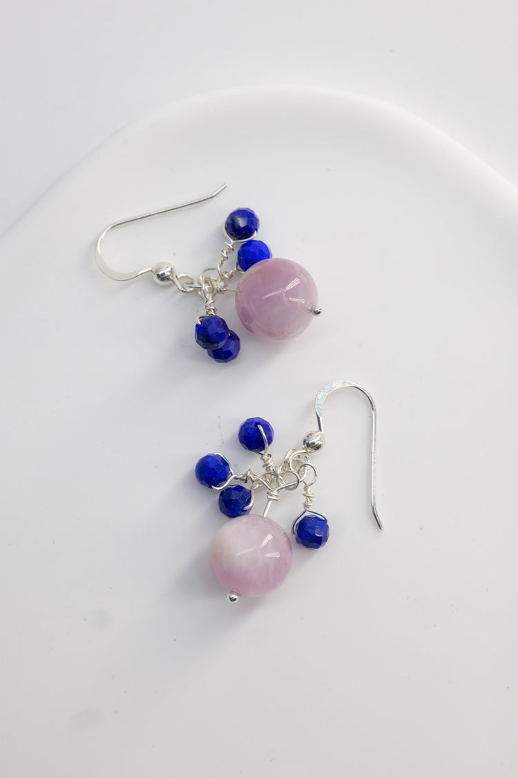 Ethereal Embrace Earrings | Kunzite (A) Lapis