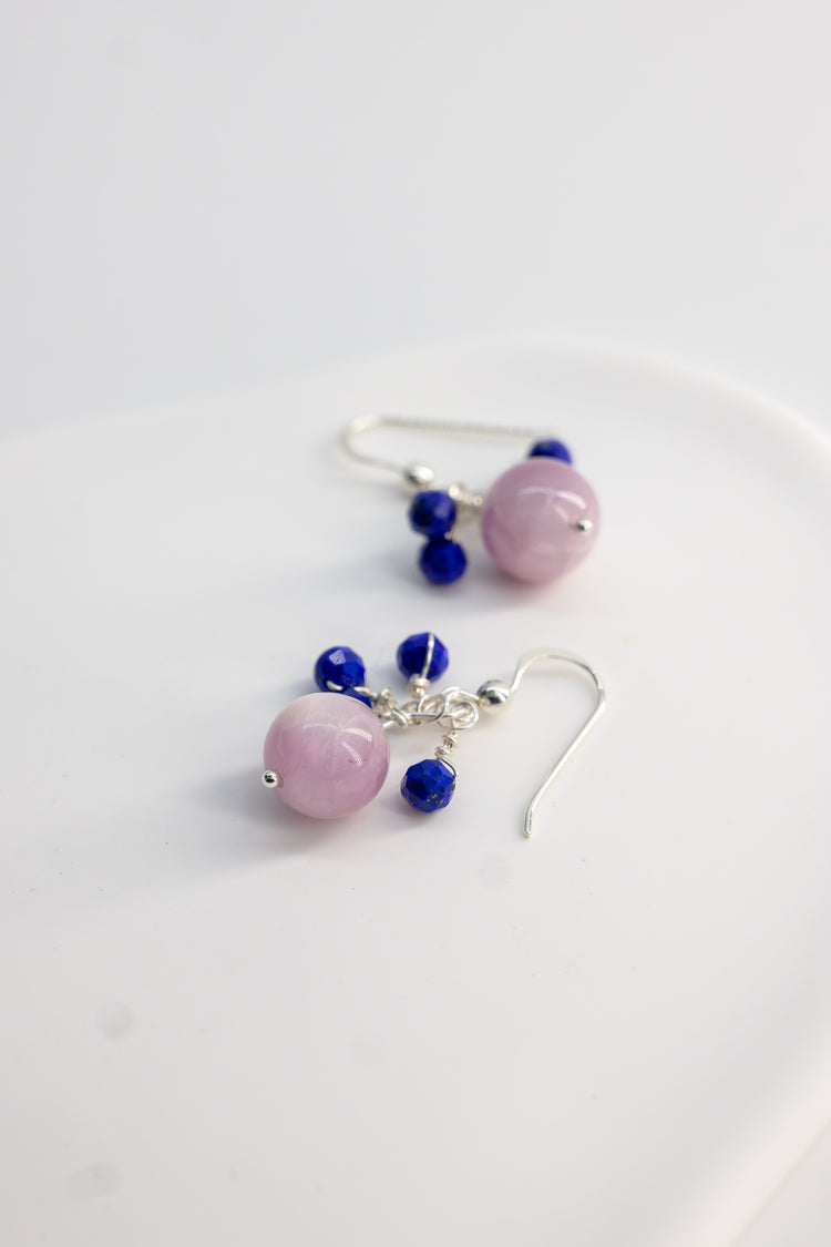 Ethereal Embrace Earrings | Kunzite (A) Lapis