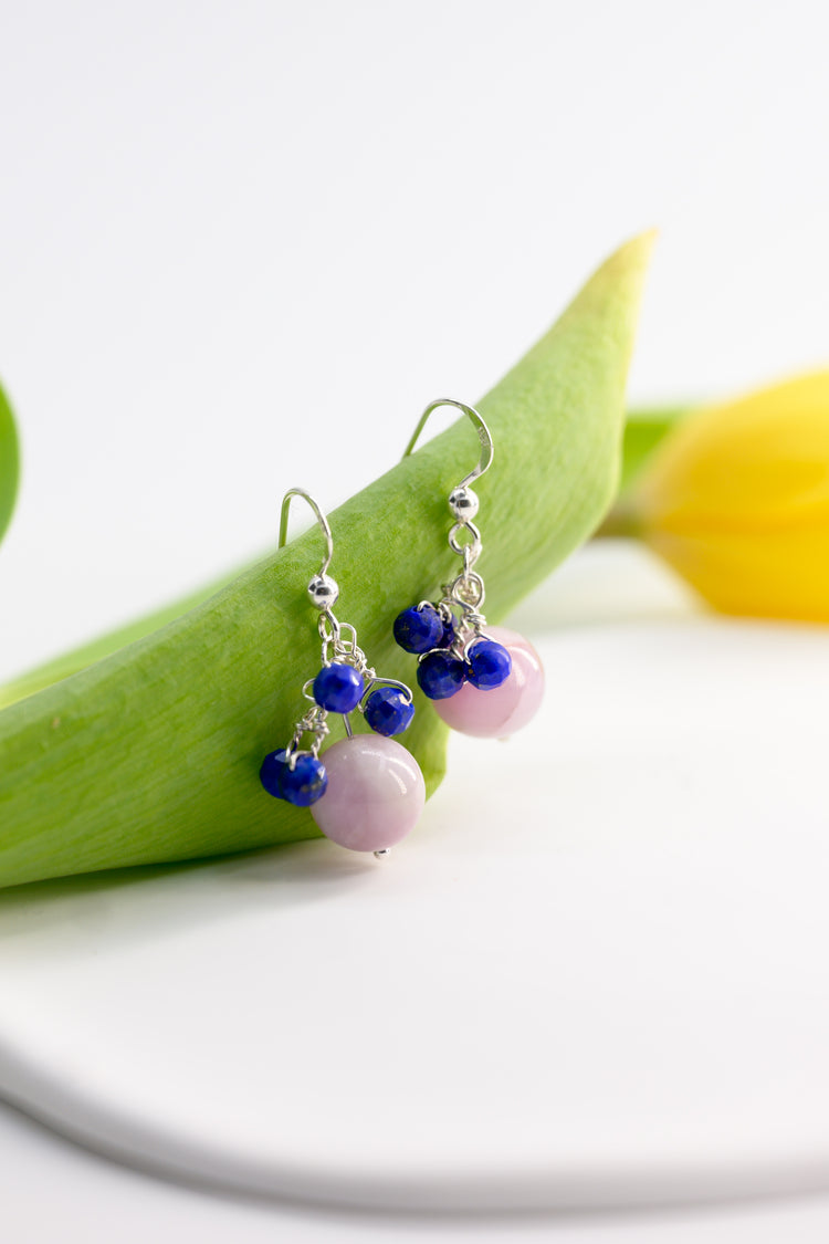 Ethereal Embrace Earrings | Kunzite (A) Lapis