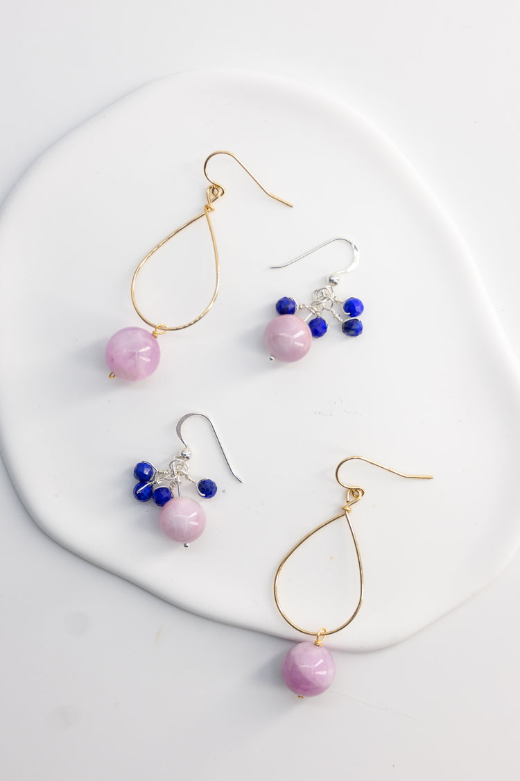 Ethereal Embrace Earrings | Kunzite (A) Lapis