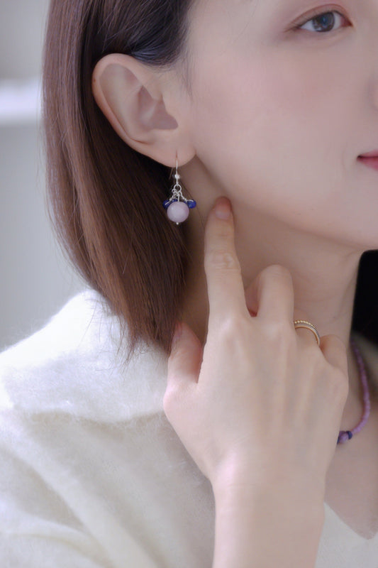 Ethereal Embrace Earrings | Kunzite (A) Lapis
