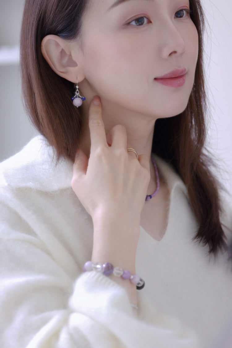 Ethereal Embrace Earrings | Kunzite (A) Lapis