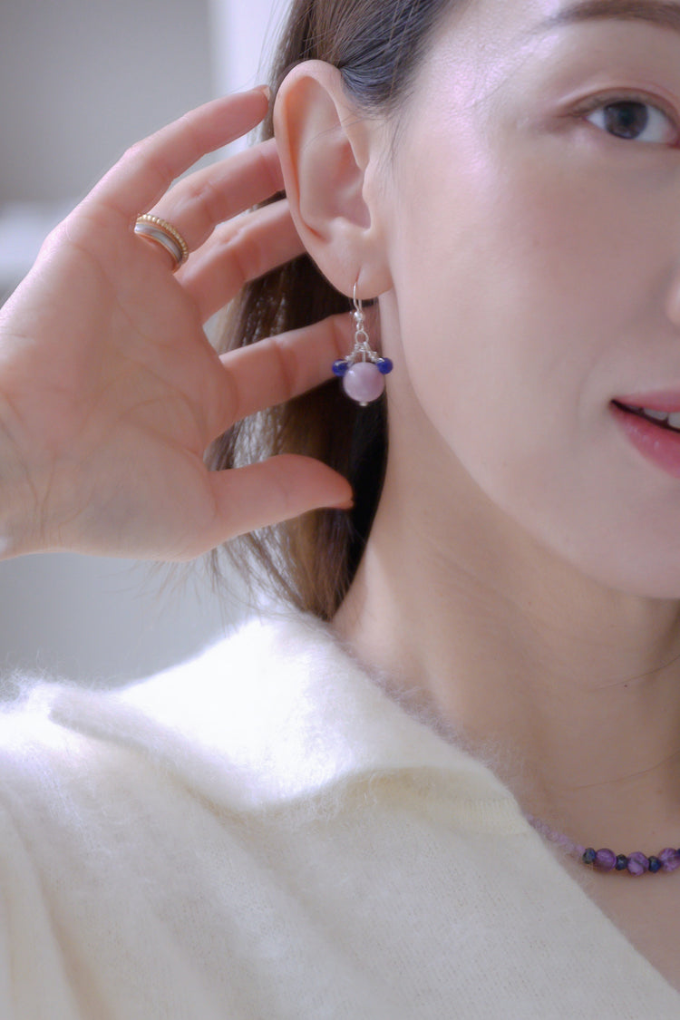 Ethereal Embrace Earrings | Kunzite (A) Lapis