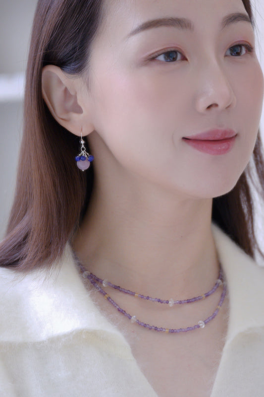 Ethereal Embrace Earrings | Kunzite (A) Lapis