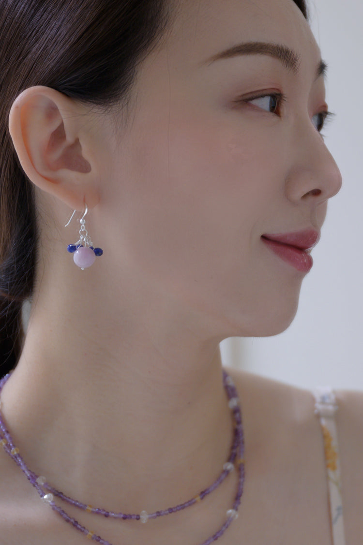 Ethereal Embrace Earrings | Kunzite (A) Lapis