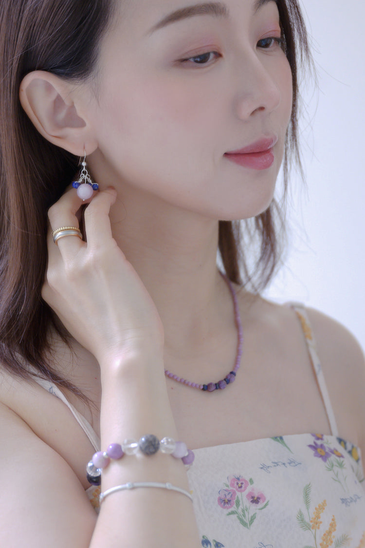 Ethereal Embrace Earrings | Kunzite (A) Lapis