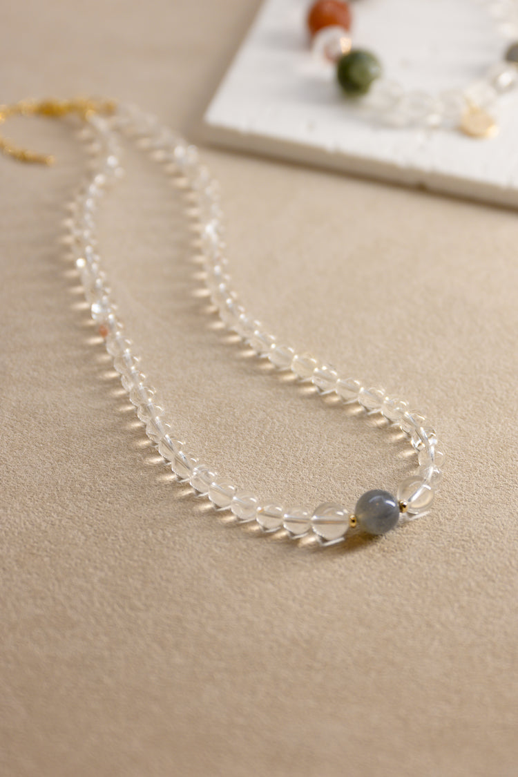 Moonlit Night Necklace | Labradorite (AA) Rock Crystal (AA)