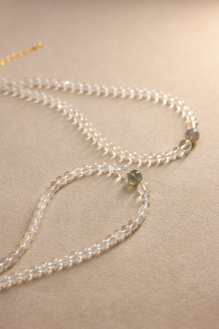 Moonlit Night Necklace | Labradorite (AA) Rock Crystal (AA)