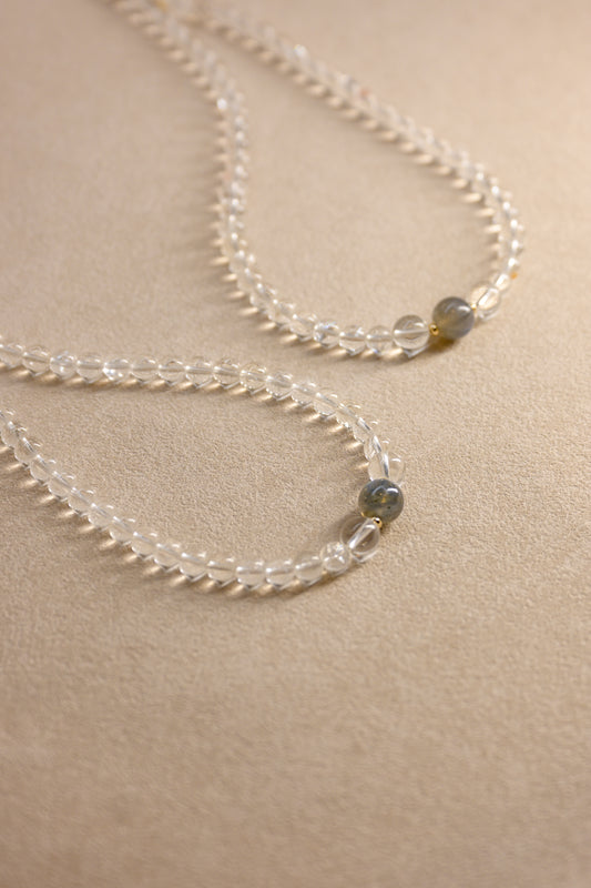 Moonlit Night Necklace | Labradorite (AA) Rock Crystal (AA)