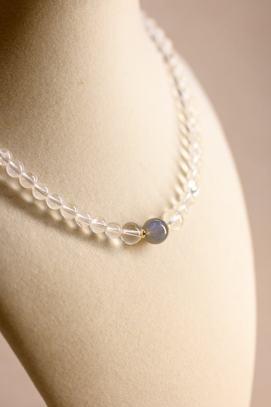 Moonlit Night Necklace | Labradorite (AA) Rock Crystal (AA)