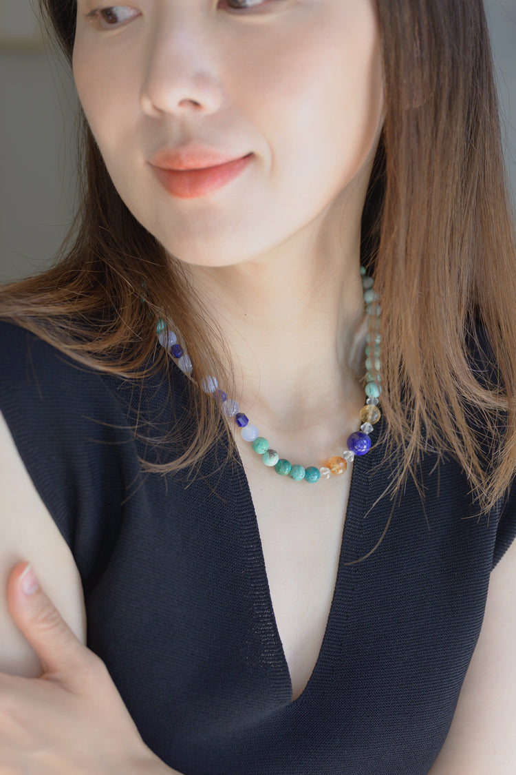 Lapis Skyfire Necklace | Peruvian Turquoise Lapis(AA) Citrine(A) Blue Chalcedony"