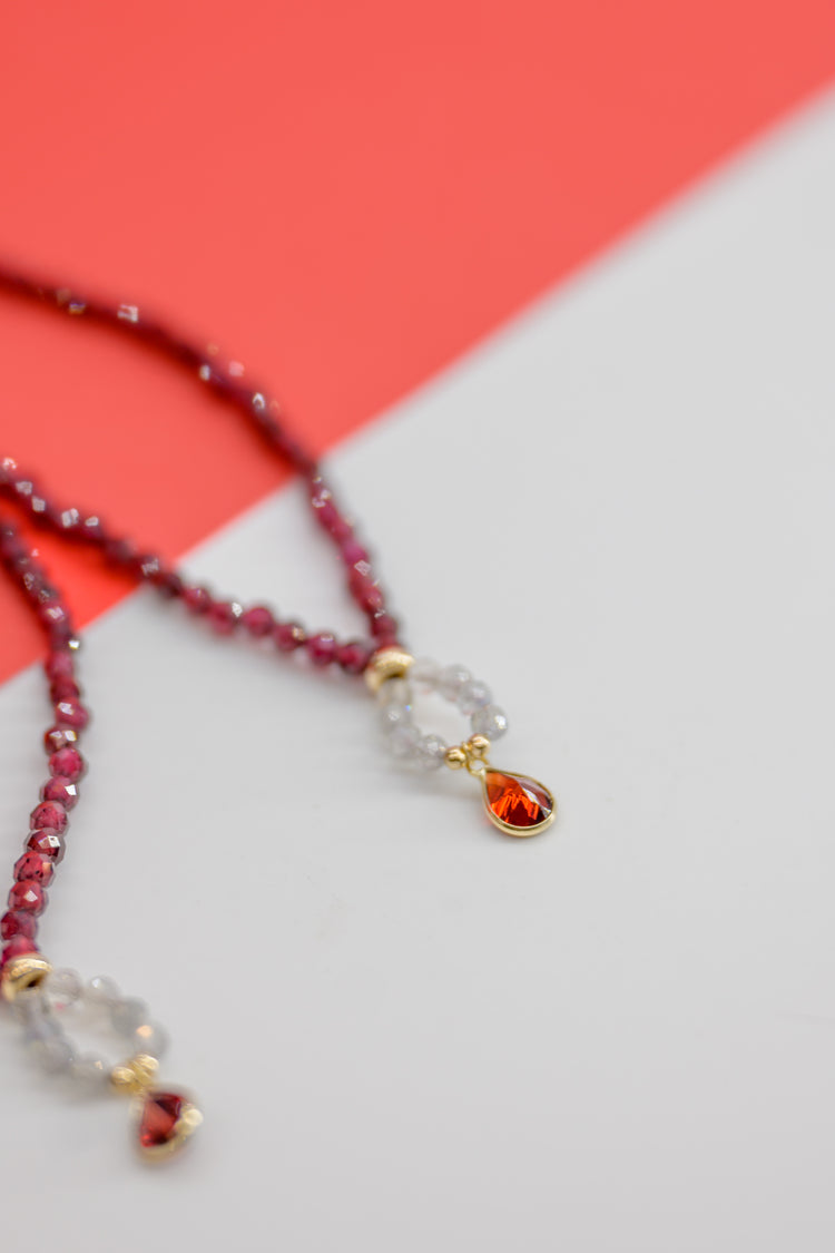 Lava Heart Necklace | Garnet Labradorite