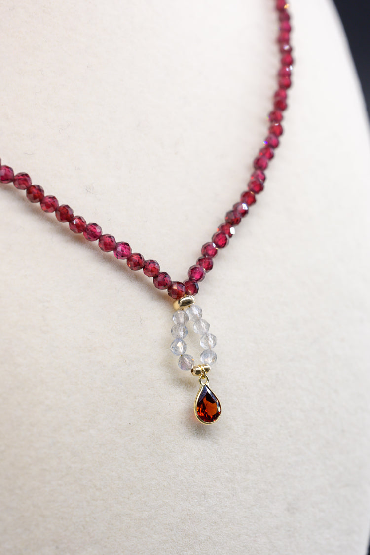 Lava Heart Necklace | Garnet Labradorite