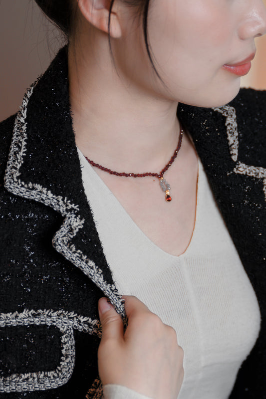 Lava Heart Necklace | Garnet Labradorite