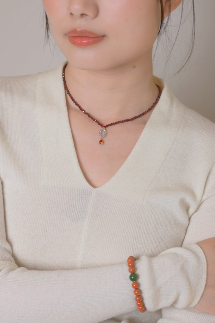 Lava Heart Necklace | Garnet Labradorite