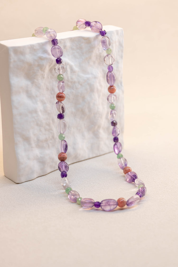 Lavender Horizon Necklace | Lavender Amethyst Rhodochrosite(A) Green Aventurine