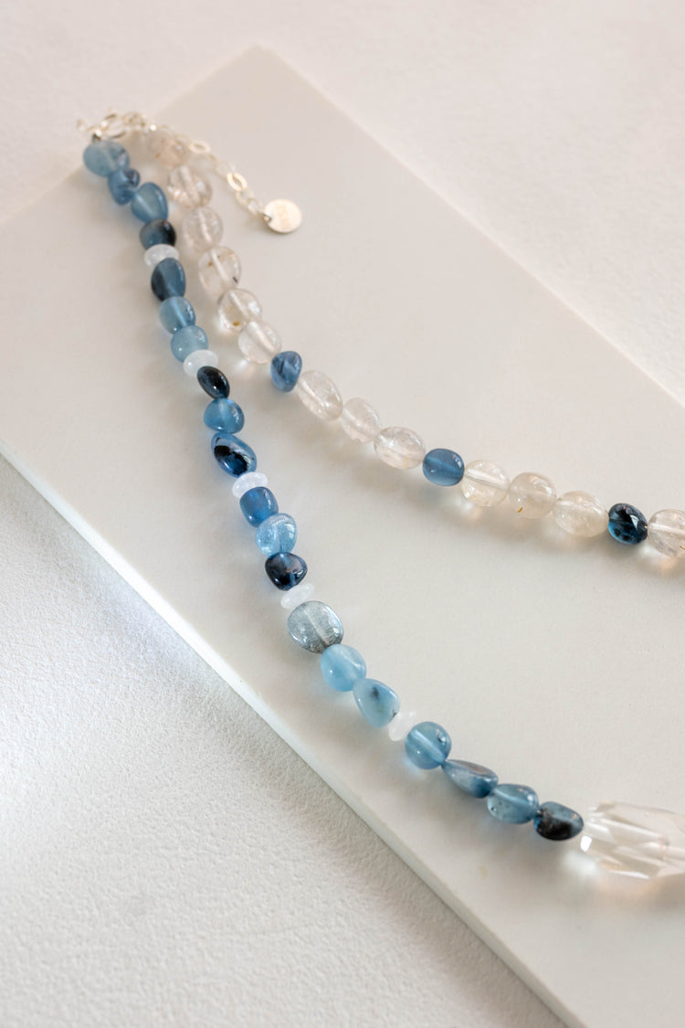 Lucid Mirage Necklace | Aquamarine(A-multi blue) Copper Rutilated Quartz Clear Quartz